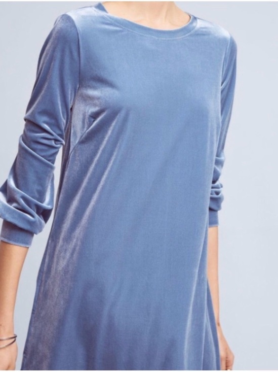 Anthropologie Dresses & Skirts - NEWAnthropologie Sunday in Brooklyn Dusty Blue Velvet Long-Sleeve Shirt Dress XS